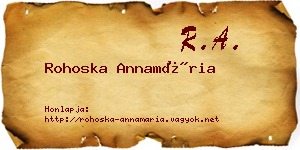 Rohoska Annamária névjegykártya
